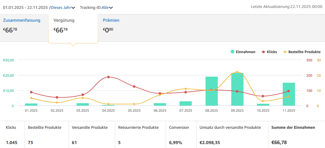 Amazon Affiliate Einnahmen 2025